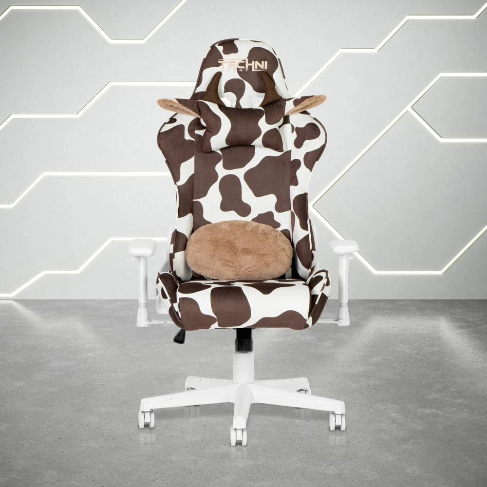 Cow Print Gaming Chair in Velvet, Brown
