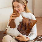 Cowhide Rug in Tricolor Brindle Brown, Black and White Genuine Hair-On Leather, Large to XXL Sizes