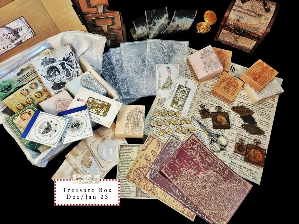 Craft Subscription Box with a Masquerade Theme for October and November and Cathedrals for December and January