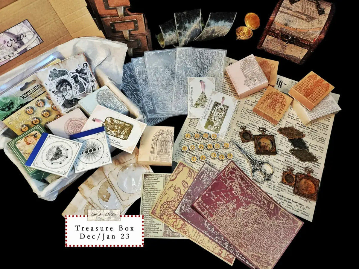 Craft Subscription Box with a Masquerade Theme for October and November and Cathedrals for December and January