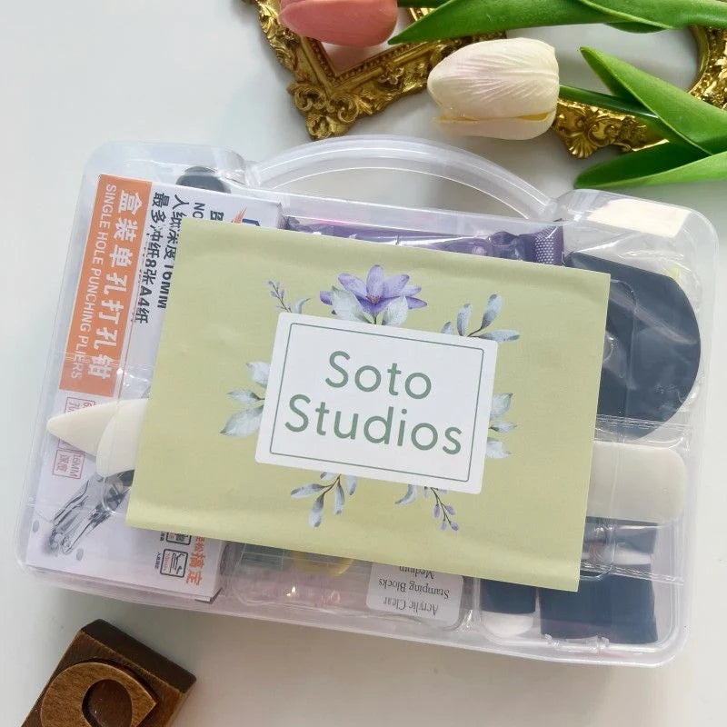 Craft Tool Set for Journaling and Paper Crafts with Decorative Edge Scissors and a Portable Toolbox