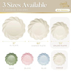 Cream Salad Plates in a Wavy Design, 8-Pack of 7.5-Inch Compostable Plates for Parties and Showers