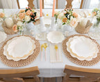 Cream Salad Plates in a Wavy Design, 8-Pack of 7.5-Inch Compostable Plates for Parties and Showers