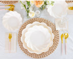 Cream Salad Plates in a Wavy Design, 8-Pack of 7.5-Inch Compostable Plates for Parties and Showers