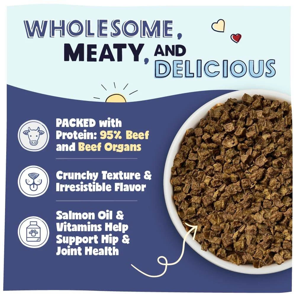 Crunchy Air Dried Dog Food in a 95% Beef Recipe