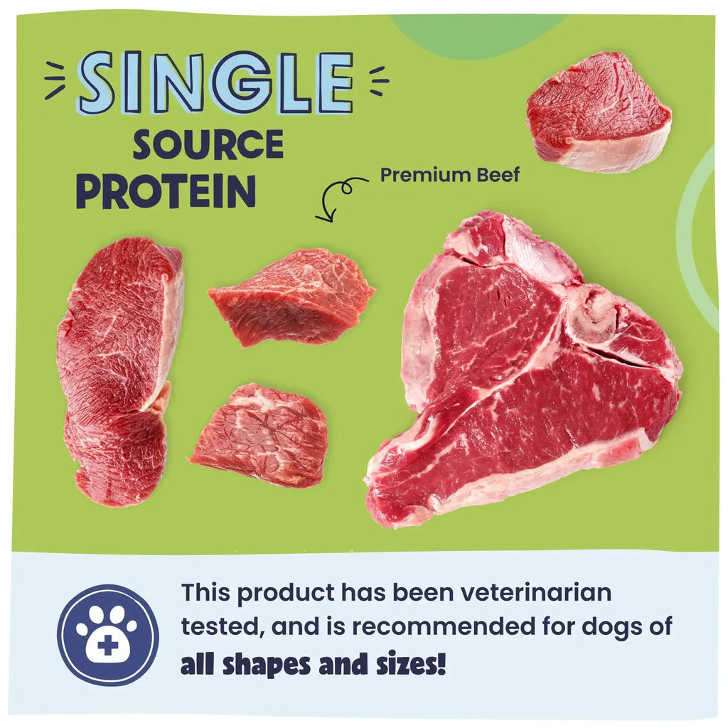 Crunchy Air Dried Dog Food in a 95% Beef Recipe