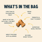 Crunchy Peanut Butter Dog Treats with Blueberry, Flaxseed and Sustainable Cricket Protein · Crunchy soft-baked dog biscuit