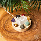 Crystal Lamp with Selenite, Pyrite, Citrine and Seven Natural Stone Accents for Intention Setting