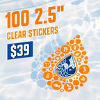 Custom Clear Vinyl Stickers, 100 at 2.5 Inches, Die-Cut in a Gloss Finish for Packaging and Giveaways