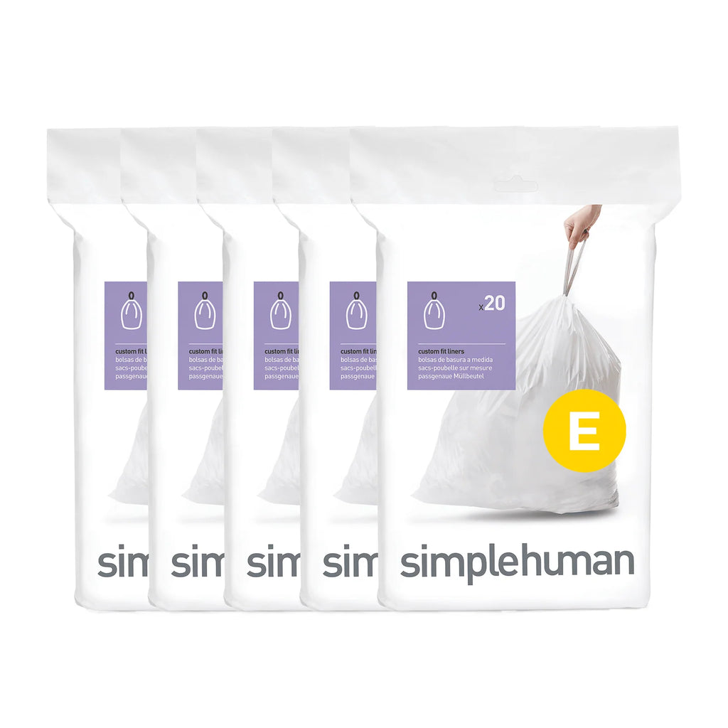 Custom Fit Code E Trash Can Liners in White, White-100 Pack