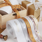 Custom Satin Ribbon Roll, 100 Yards with Personalized Logo, Text or Icon Printing in Multiple Widths and Colors