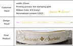 Custom Satin Ribbon Roll, 100 Yards with Personalized Logo, Text or Icon Printing in Multiple Widths and Colors