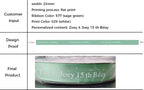 Custom Satin Ribbon Roll, 100 Yards with Personalized Logo, Text or Icon Printing in Multiple Widths and Colors