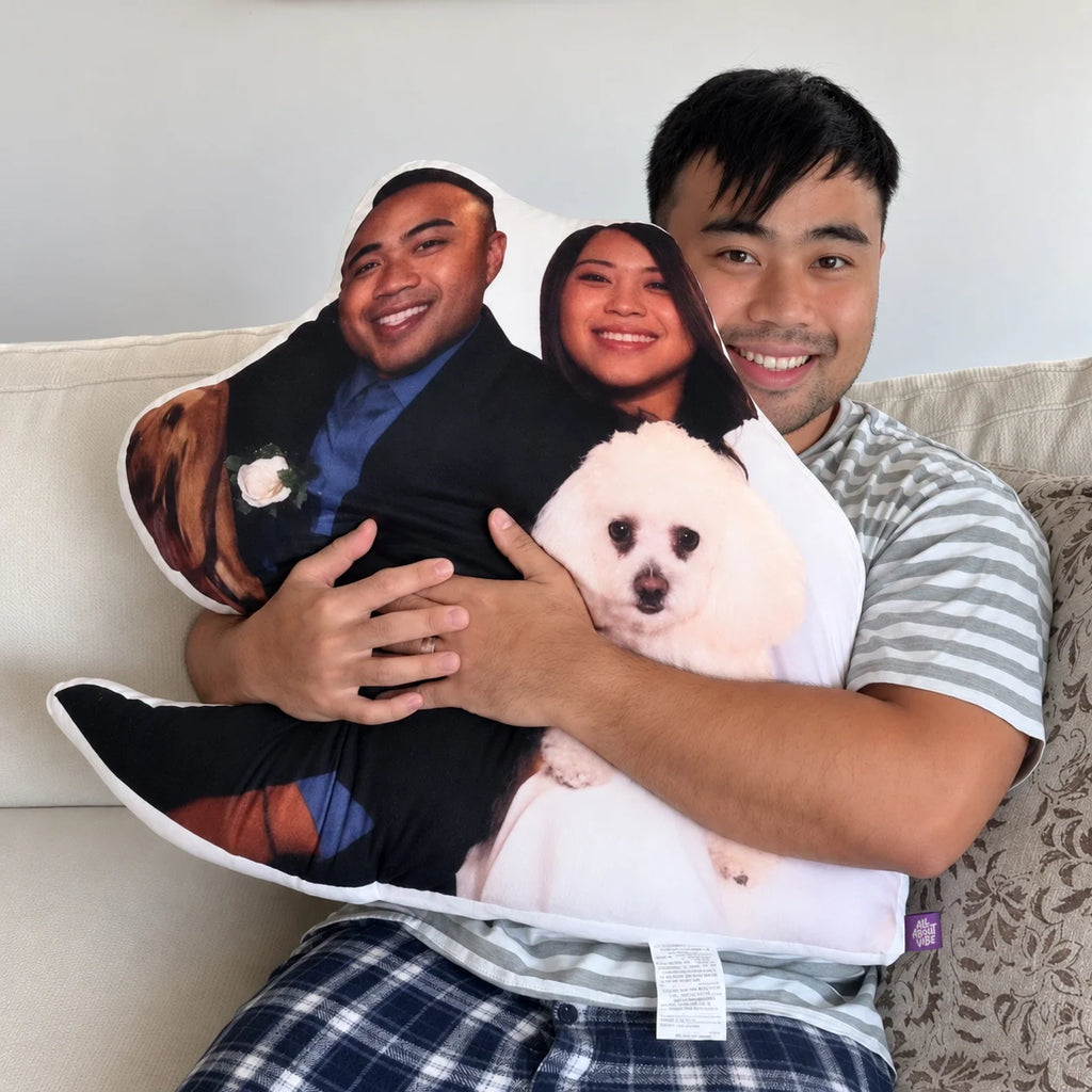 Custom Shaped Family Photo Body Pillow, Personalized Huggable Keepsake in Small to XL Sizes