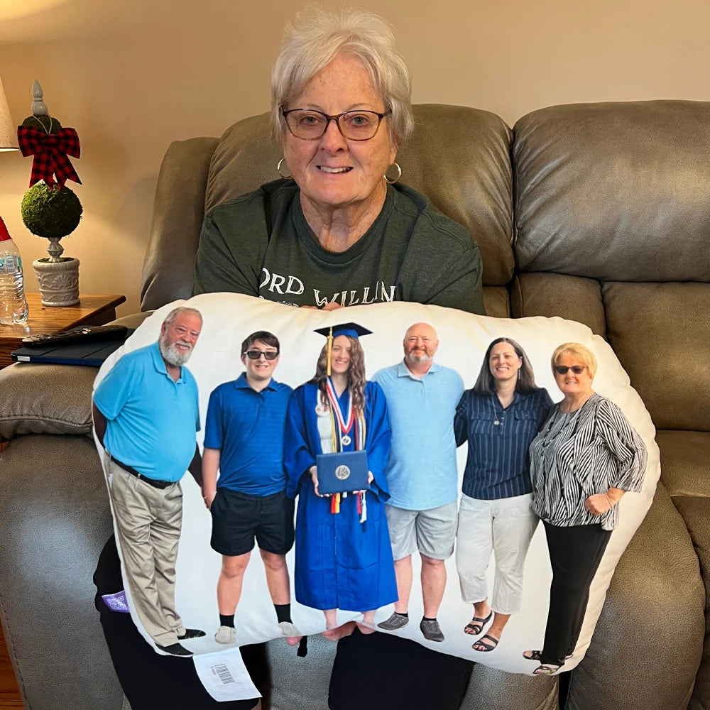 Custom Shaped Family Photo Body Pillow, Personalized Huggable Keepsake in Small to XL Sizes