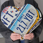 Custom State License Plate Heart Wall Art, Handmade Two-Plate Keepsake for Meaningful Places and Special Gifts