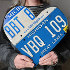 Custom State License Plate Heart Wall Art, Handmade Two-Plate Keepsake for Meaningful Places and Special Gifts