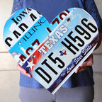 Custom State License Plate Heart Wall Art, Handmade Two-Plate Keepsake for Meaningful Places and Special Gifts