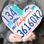Custom State License Plate Heart Wall Art, Handmade Two-Plate Keepsake for Meaningful Places and Special Gifts