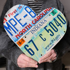Custom State License Plate Heart Wall Art, Handmade Two-Plate Keepsake for Meaningful Places and Special Gifts
