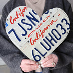 Custom State License Plate Heart Wall Art, Handmade Two-Plate Keepsake for Meaningful Places and Special Gifts