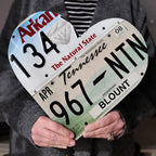 Custom State License Plate Heart Wall Art, Handmade Two-Plate Keepsake for Meaningful Places and Special Gifts
