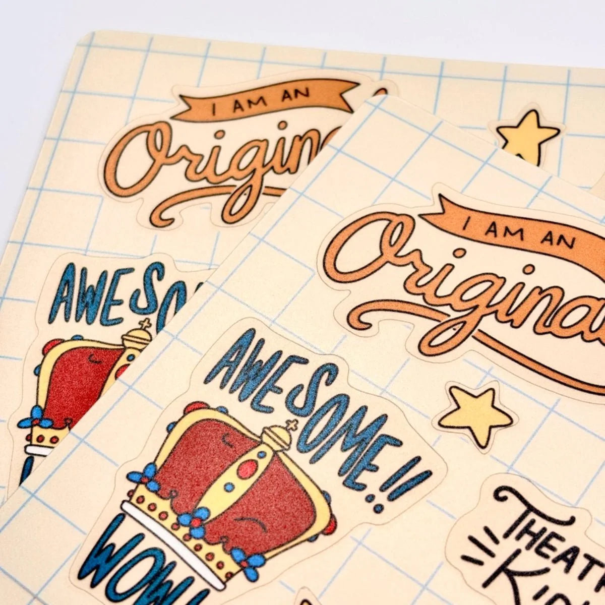 Custom Sticker Sheets with Your Background Artwork and Up to 17 Kiss-Cut Stickers per 19 x 12.5 cm Sheet