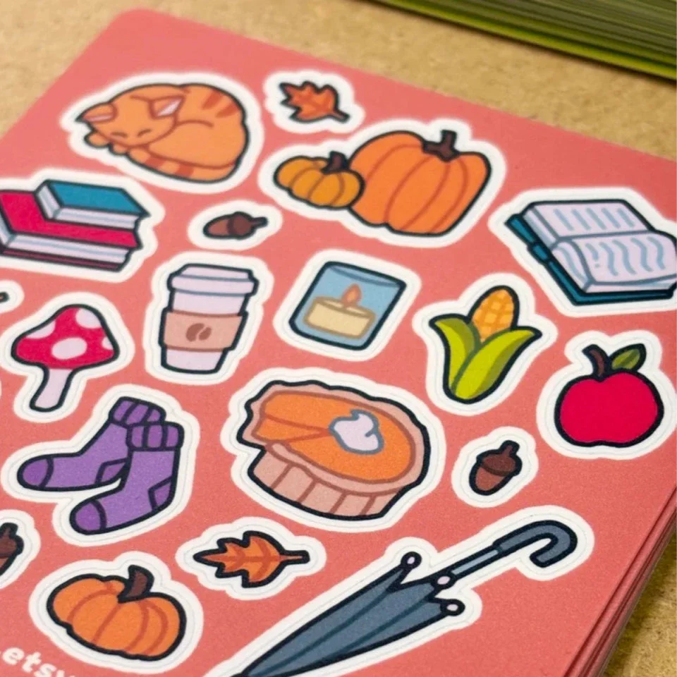 Custom Sticker Sheets with Your Background Artwork and Up to 17 Kiss-Cut Stickers per 19 x 12.5 cm Sheet