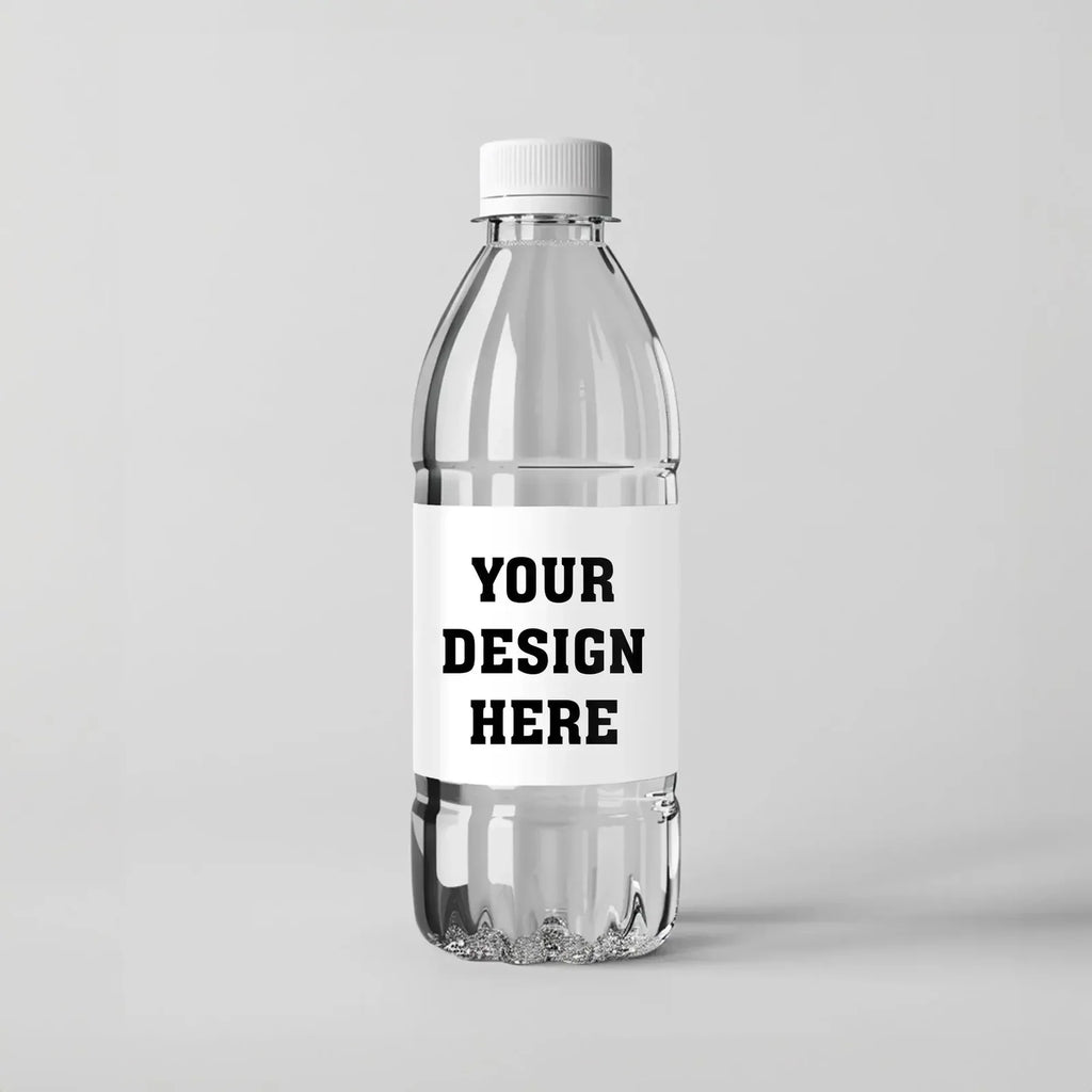 Custom Water Bottle Labels with Waterproof Vinyl, Uploadable Artwork, and Glossy or Matte Finish