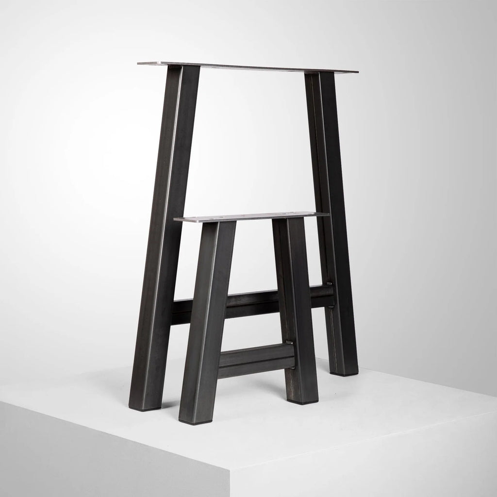 Customizable Raw Steel A Tube Table Leg with Selectable Widths and Heights, Threaded Leveler Included