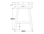 Customizable Raw Steel A Tube Table Leg with Selectable Widths and Heights, Threaded Leveler Included