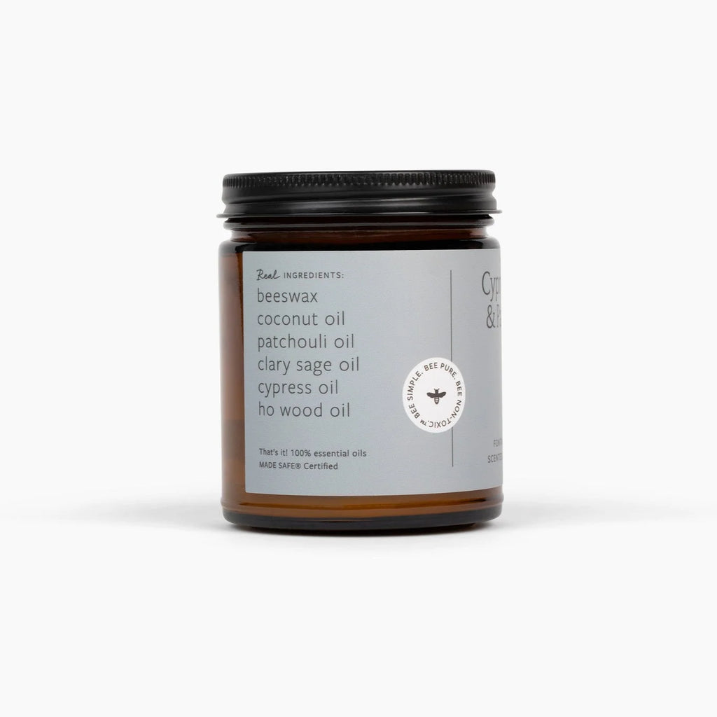 Cypress Sage & Patchouli Jar Candle, 9 oz Beeswax Essential Oil Candle with 35–40 Hour Burn