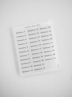 Daily Date Stickers for January Through December, 366-Day Planner Set in Translucent Washi or Matte Fin — Washi (Translucent)