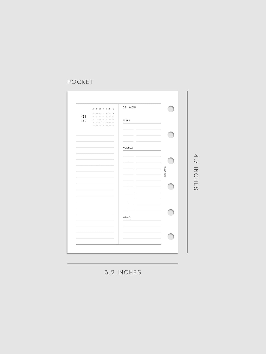 Daily Planner Inserts for 2027, Monday Start in a Compact Two-Days-per-Page Vertical Layout Across 270 Pages