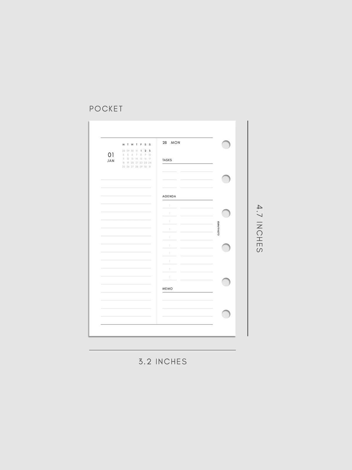 Daily Planner Inserts for 2027, Monday Start in a Compact Two-Days-per-Page Vertical Layout Across 270 Pages