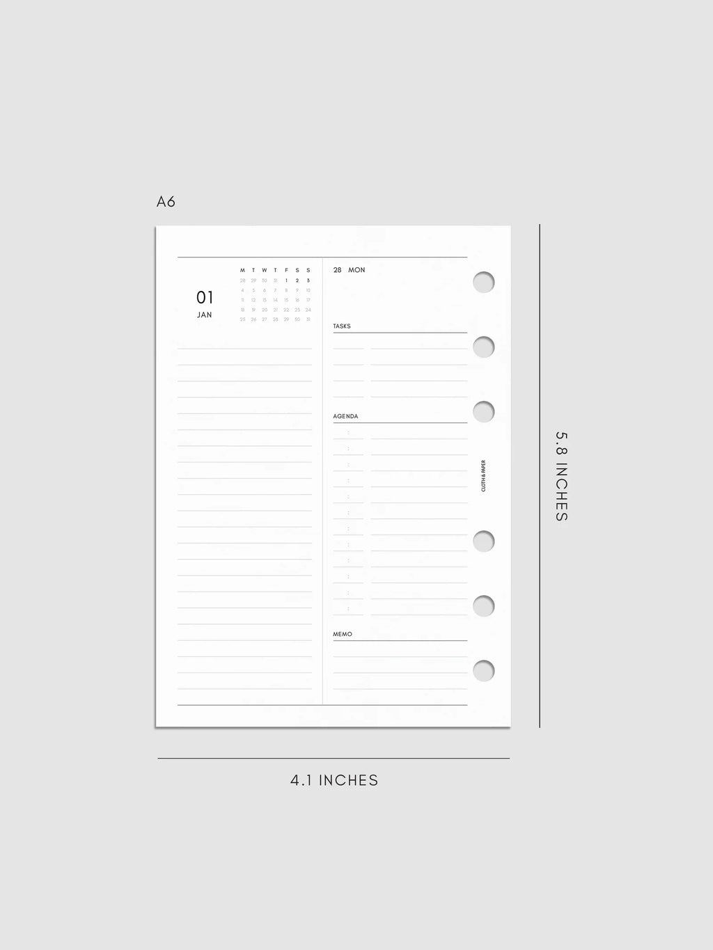Daily Planner Inserts for 2027, Monday Start in a Compact Two-Days-per-Page Vertical Layout Across 270 Pages