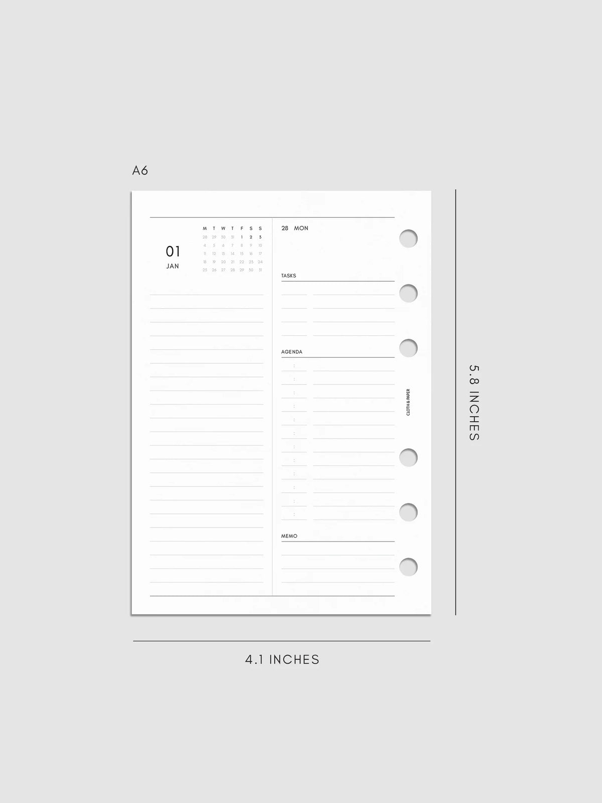 Daily Planner Inserts for 2027, Monday Start in a Compact Two-Days-per-Page Vertical Layout Across 270 Pages