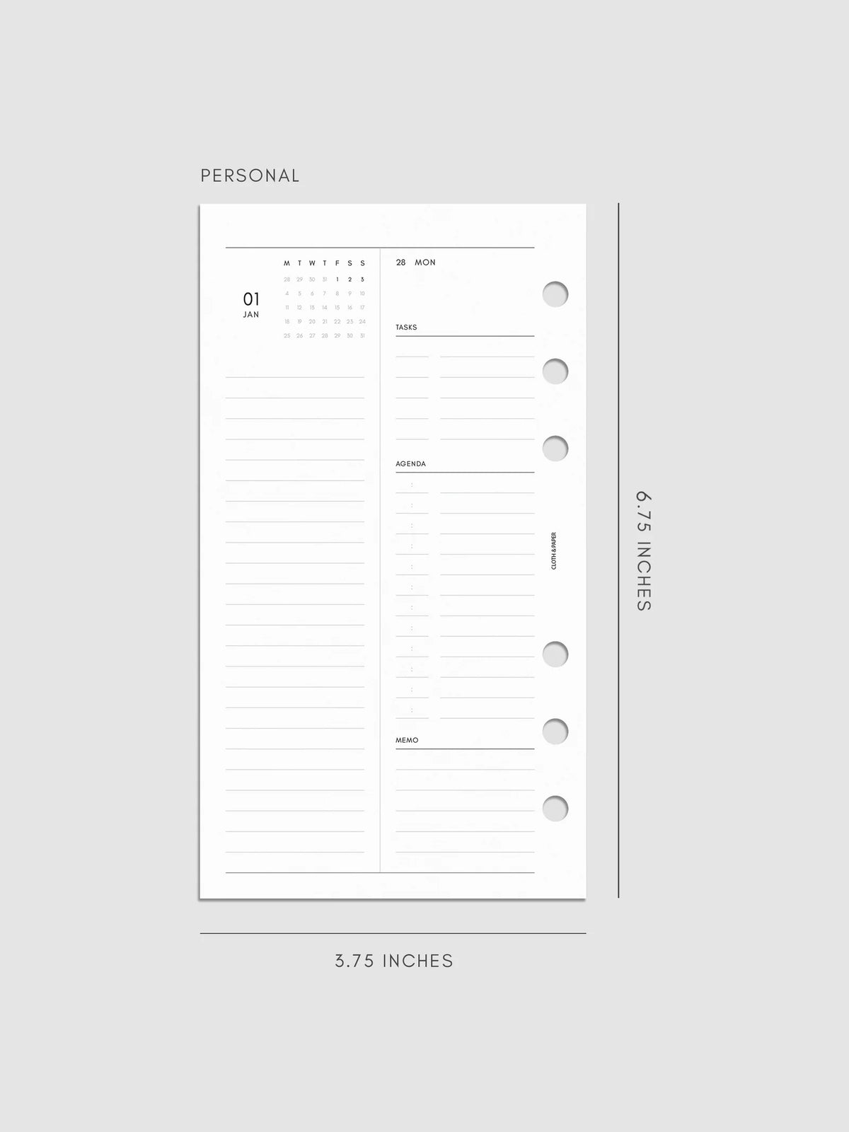 Daily Planner Inserts for 2027, Monday Start in a Compact Two-Days-per-Page Vertical Layout Across 270 Pages