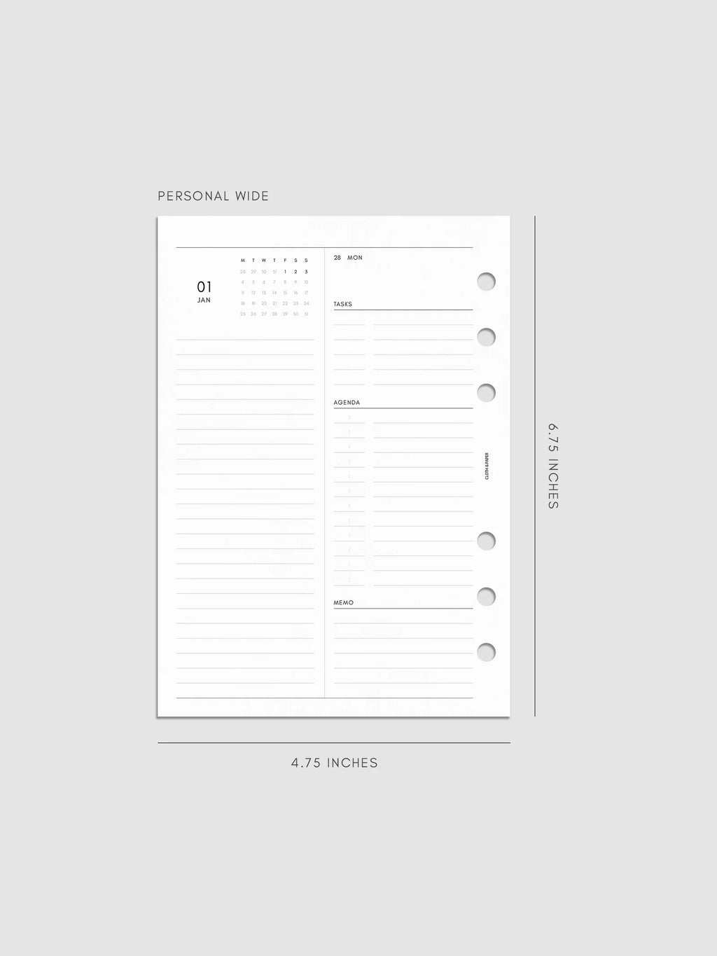 Daily Planner Inserts for 2027, Monday Start in a Compact Two-Days-per-Page Vertical Layout Across 270 Pages