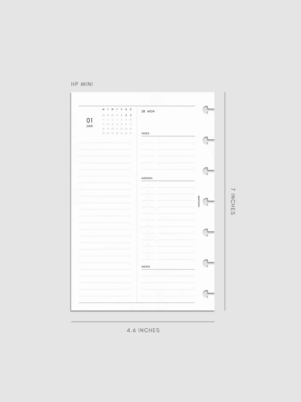 Daily Planner Inserts for 2027, Monday Start in a Compact Two-Days-per-Page Vertical Layout Across 270 Pages