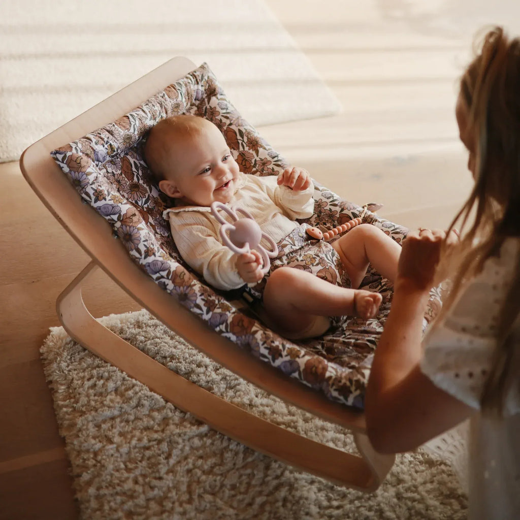 Daisy Rattle Teether with Textured Silicone and Easy-Grasp Handles for Baby Teething and Play