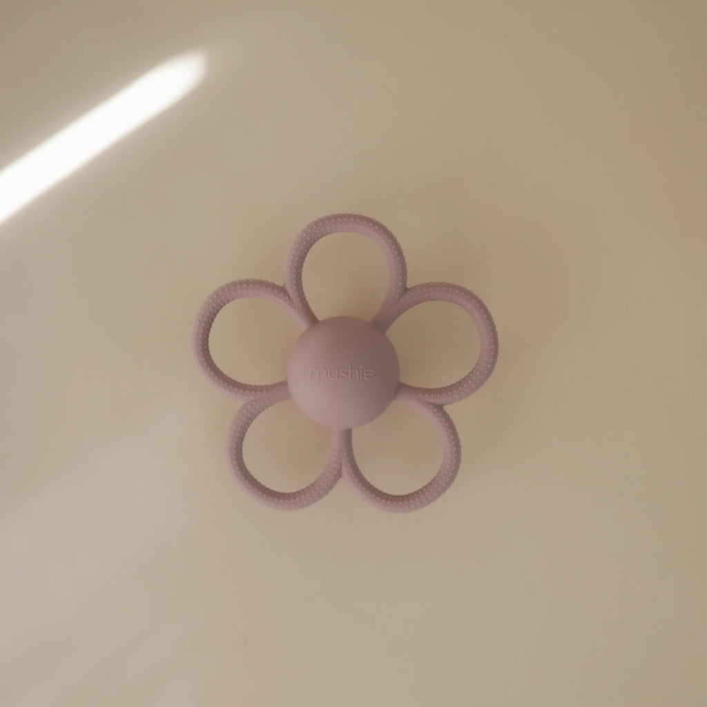 Daisy Rattle Teether with Textured Silicone and Easy-Grasp Handles for Baby Teething and Play
