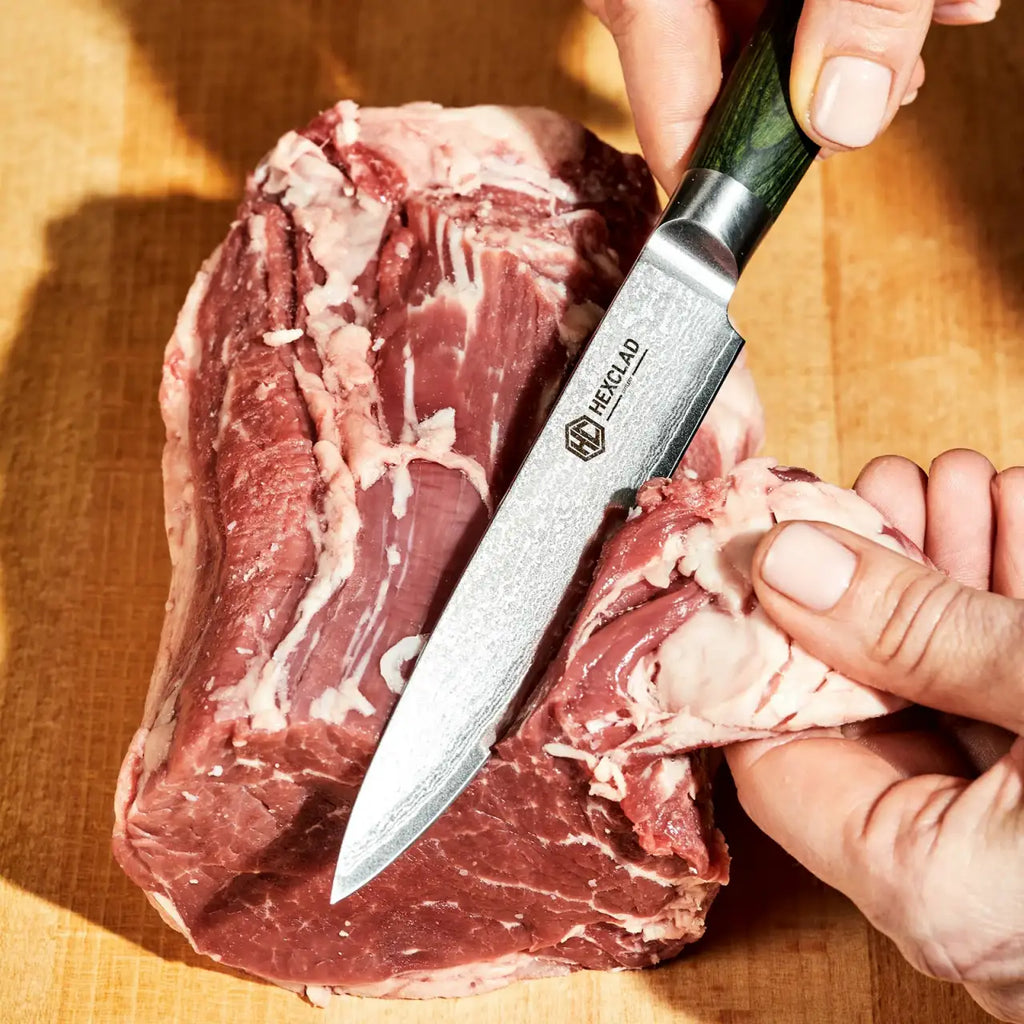 Damascus Steel Utility Knife, 5-Inch Green Kitchen Knife