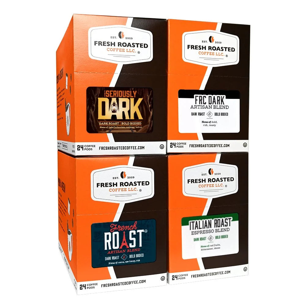 Dark Roast Coffee Pods Variety Pack, 96 Count of Four Artisan Blends for Bold Single-Serve Coffee — 4 x 24 CT