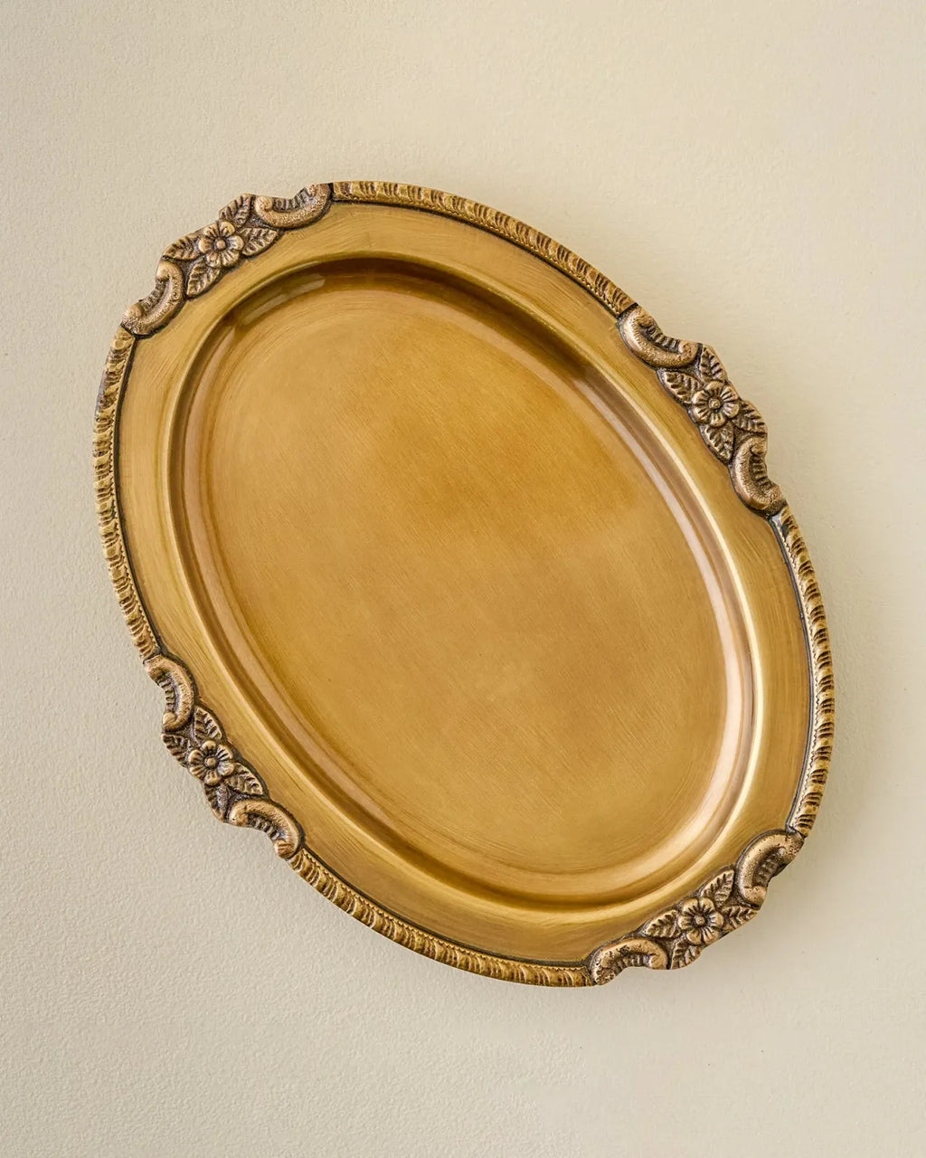 Decorative Brass Tray with Antiqued Finish for Candles, Keys, Matchbooks, Trinkets, and Everyday Surface Styling