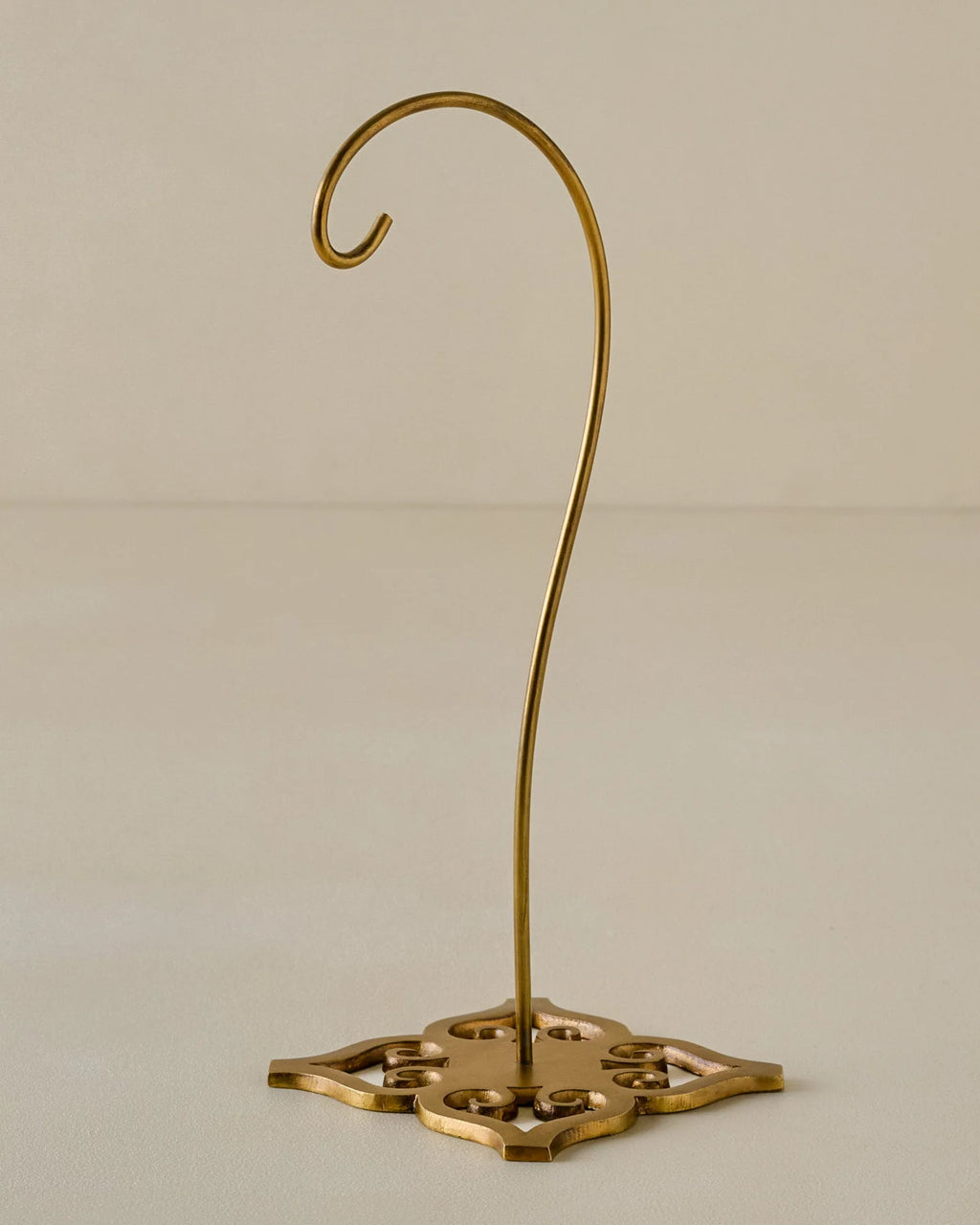 Decorative Ornament Display Stand with Stainless Steel Frame, Solid Brass Base and Curved Hanging Hook