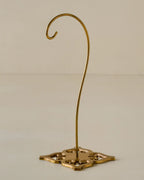 Decorative Ornament Display Stand with Stainless Steel Frame, Solid Brass Base and Curved Hanging Hook