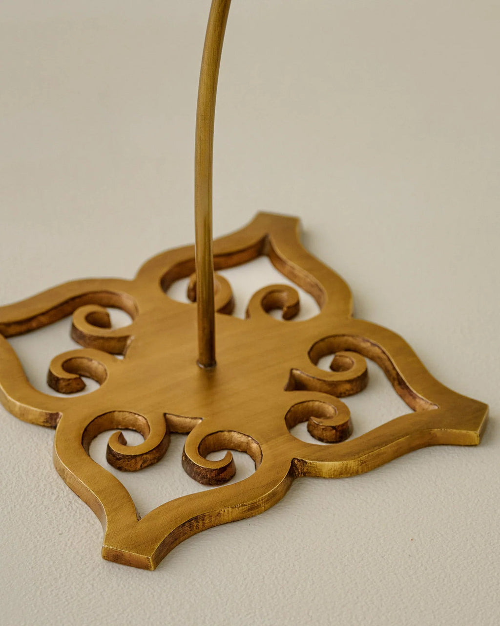 Decorative Ornament Display Stand with Stainless Steel Frame, Solid Brass Base and Curved Hanging Hook