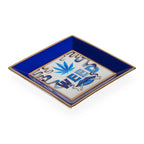 Decorative Porcelain Tray with Delft-Inspired Blue Third-Eye Artwork and Sparkly Gold Accents for Gifting