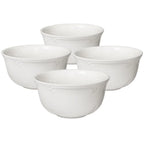 Deep Soup and Cereal Bowls Set of 4 in White Stoneware